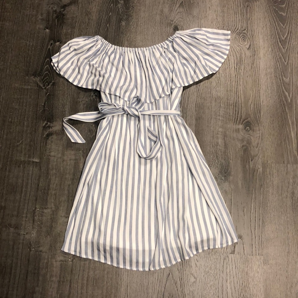 NWT boutique striped off the shoulder dress